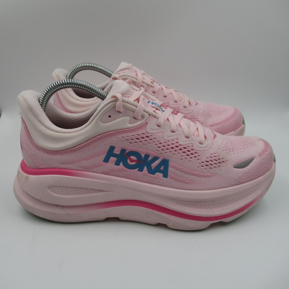 Hoka Bondi 9 Women 8D Pink Running Shoes Wide Cushioned 1162014 NO INSOLES